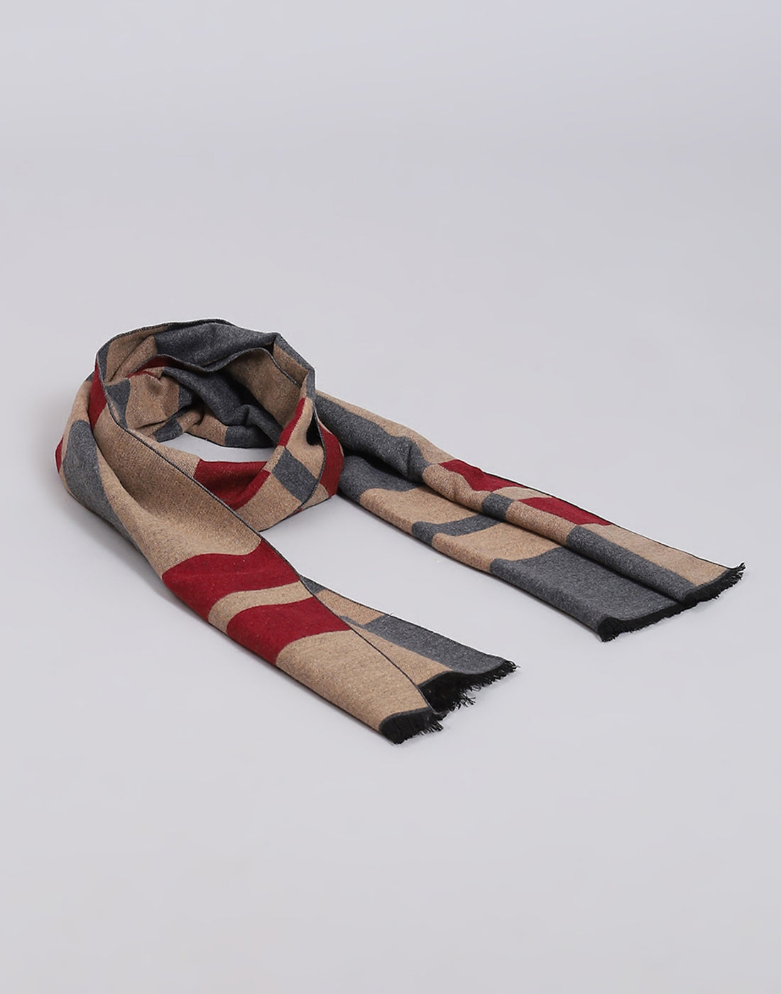 Men Grey Self Design Muffler