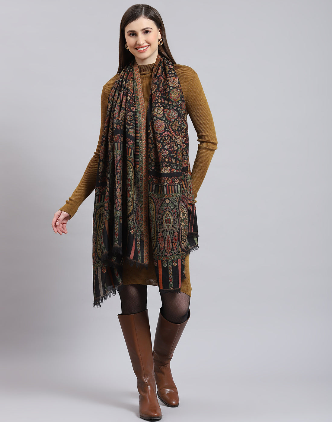 Women Multicolor Self Design Shawl