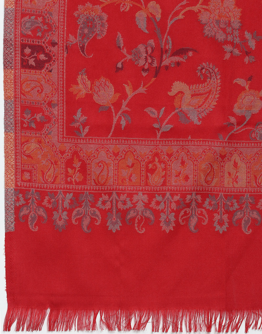 Women Red Self Design Shawl