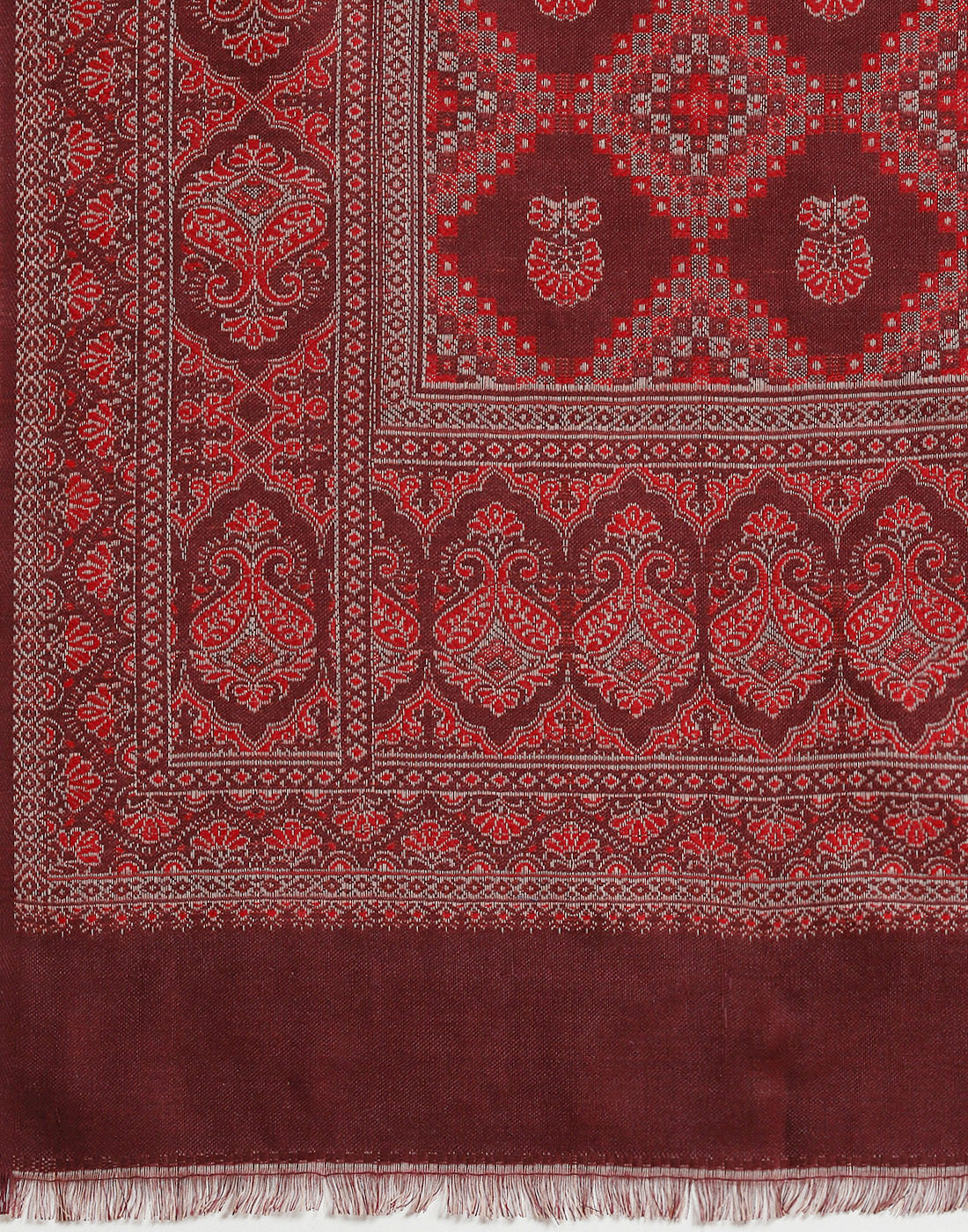 Women Maroon Self Design Shawl