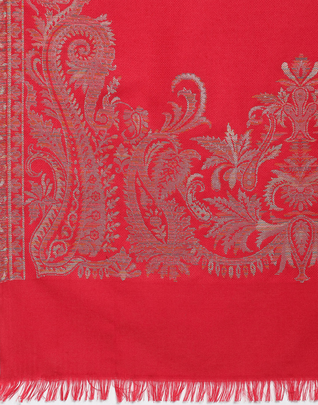 Women Red Self Design Shawl