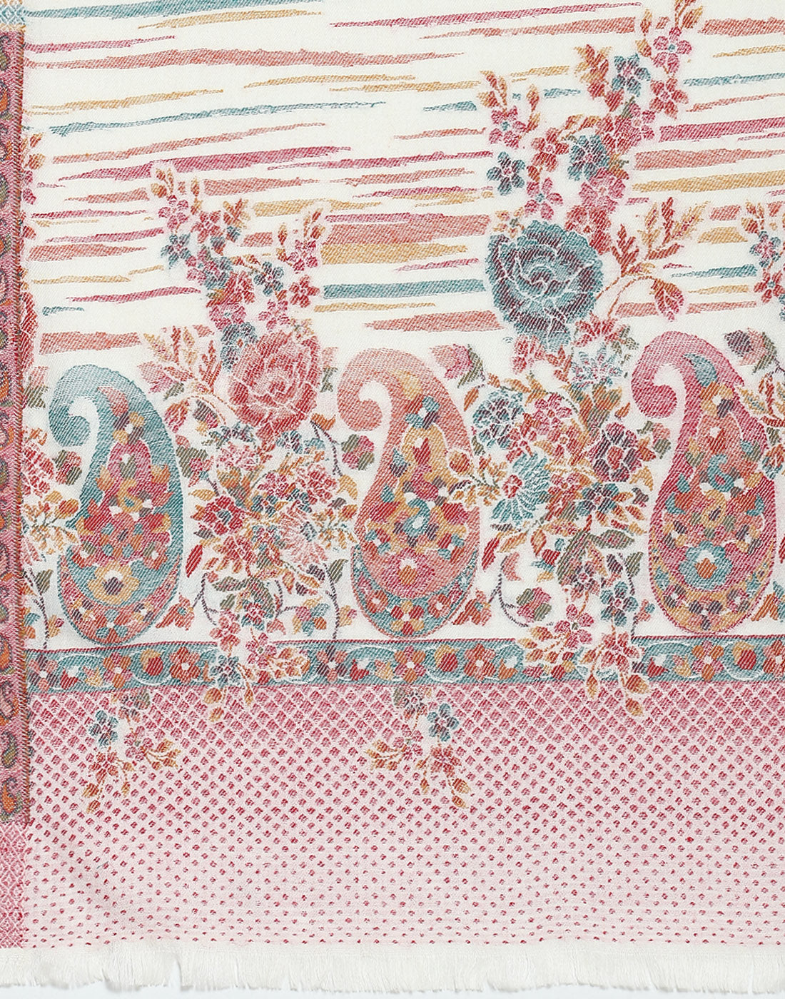 Women Off White Self Design Shawl