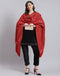 Women Red Self Design Shawl