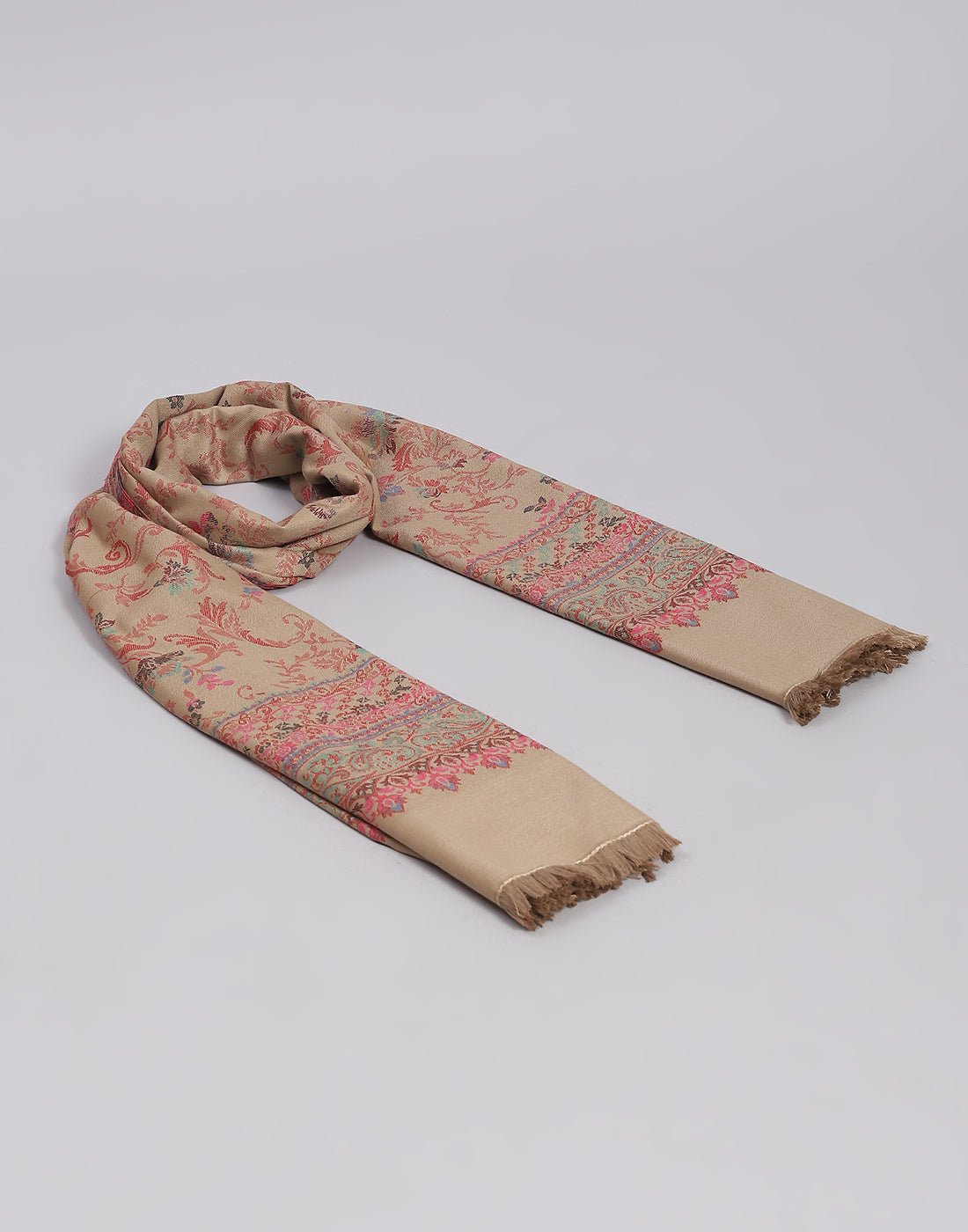 Women Khaki Self Design Shawl