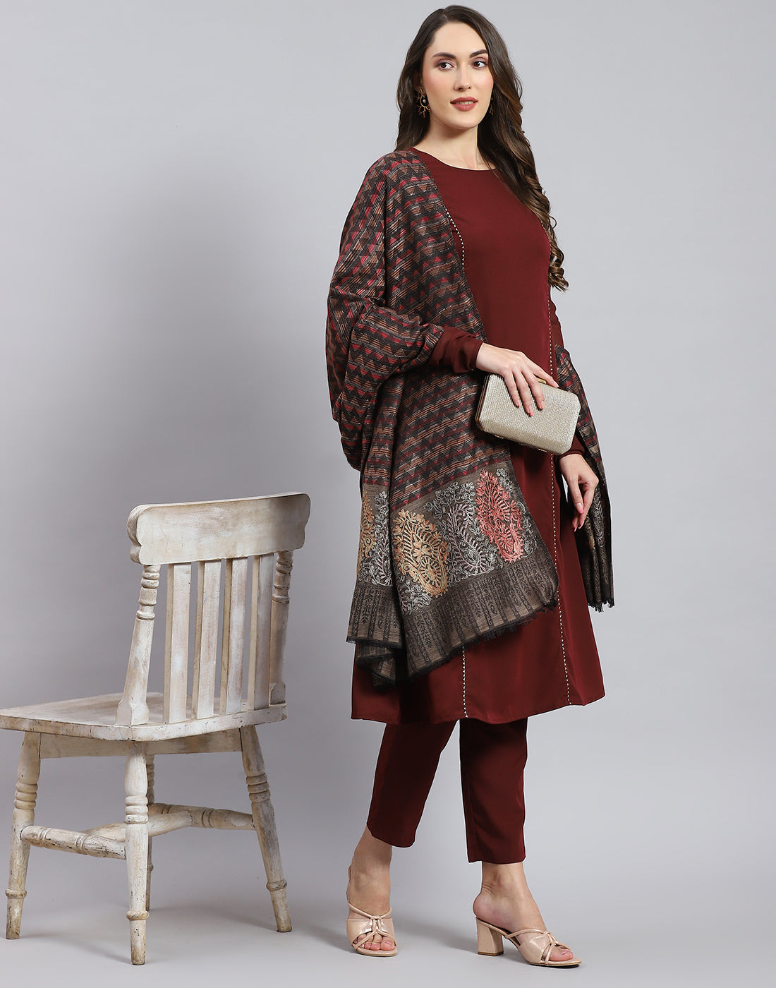 Women Multicolor Self Design Shawl