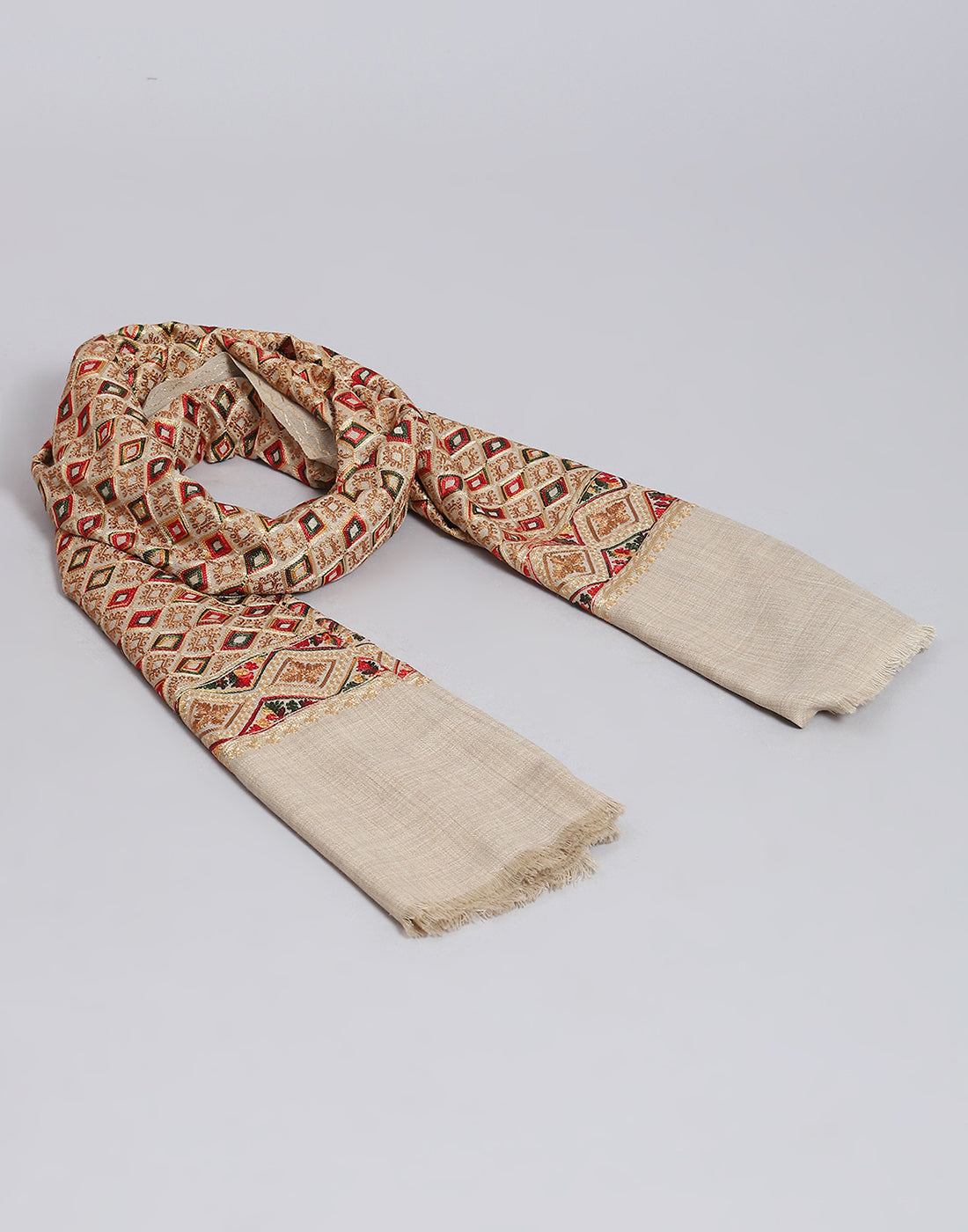 Women Beige Self Design Shawl