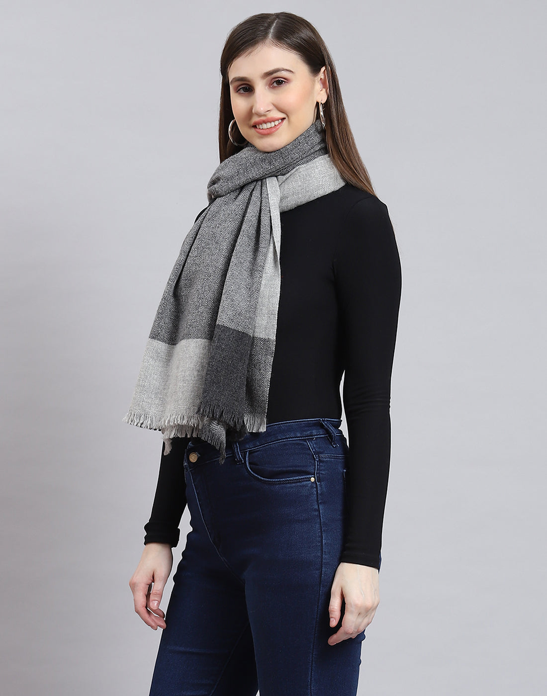 Women Grey Solid Stole