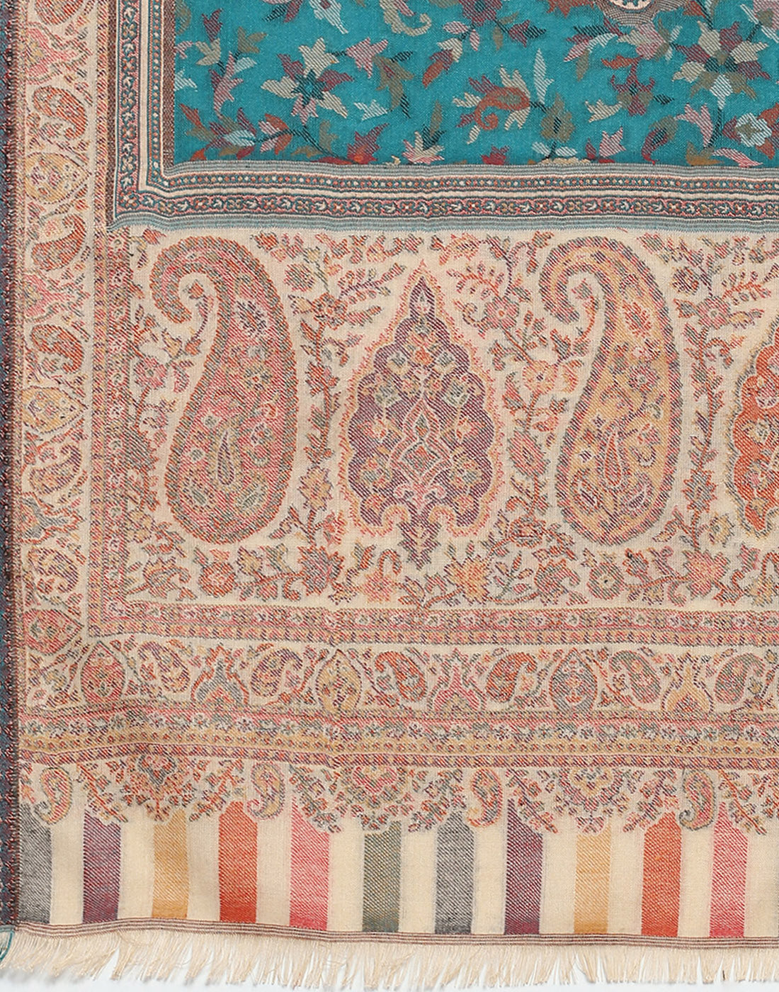 Women Turquoise Blue Self Design Stole