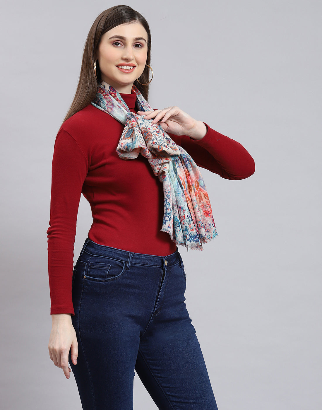 Women Multicolor Self Design Stole