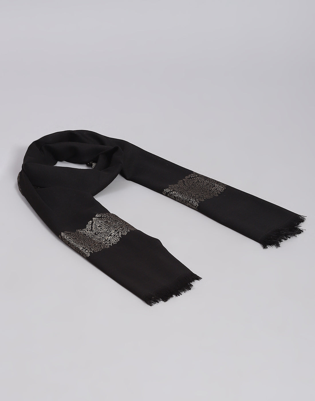 Women Black Self Design Stole