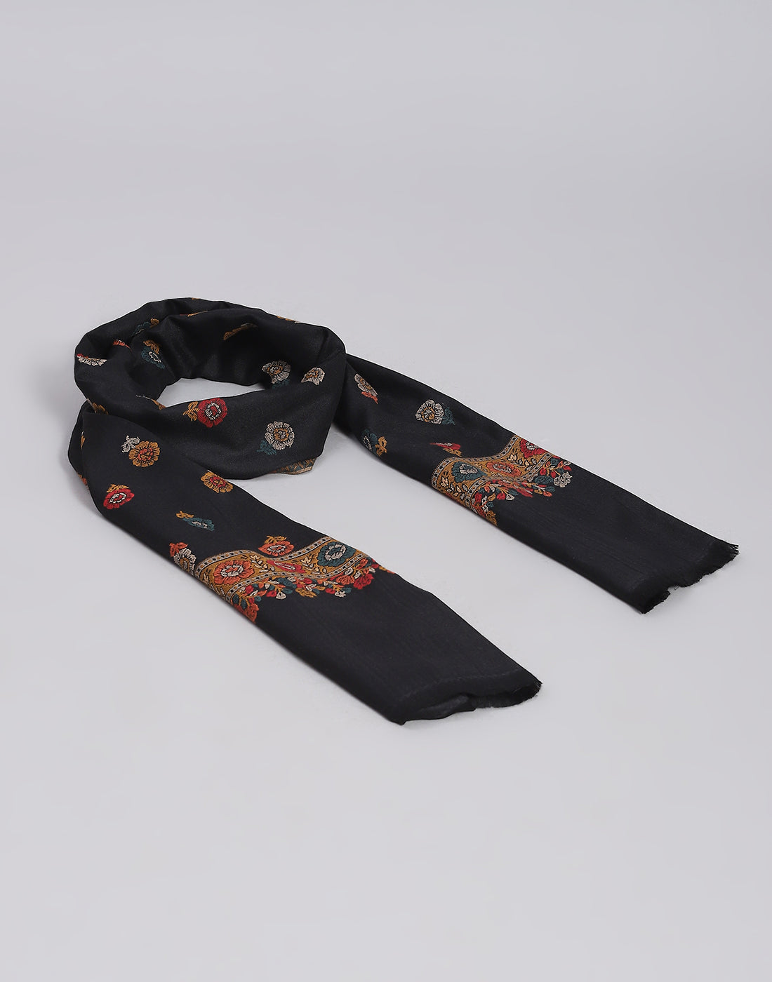 Women Black Self Design Stole