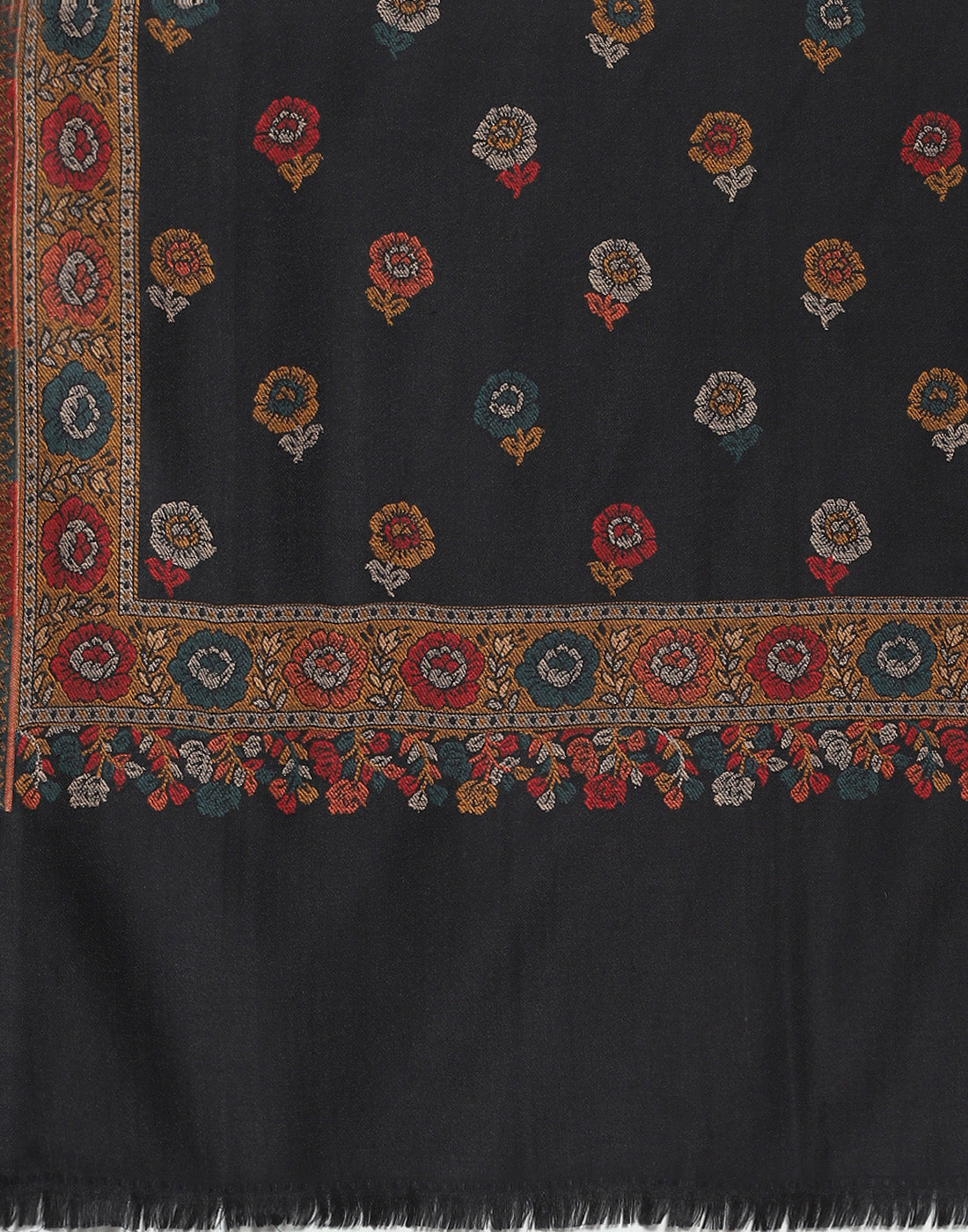 Women Black Self Design Stole