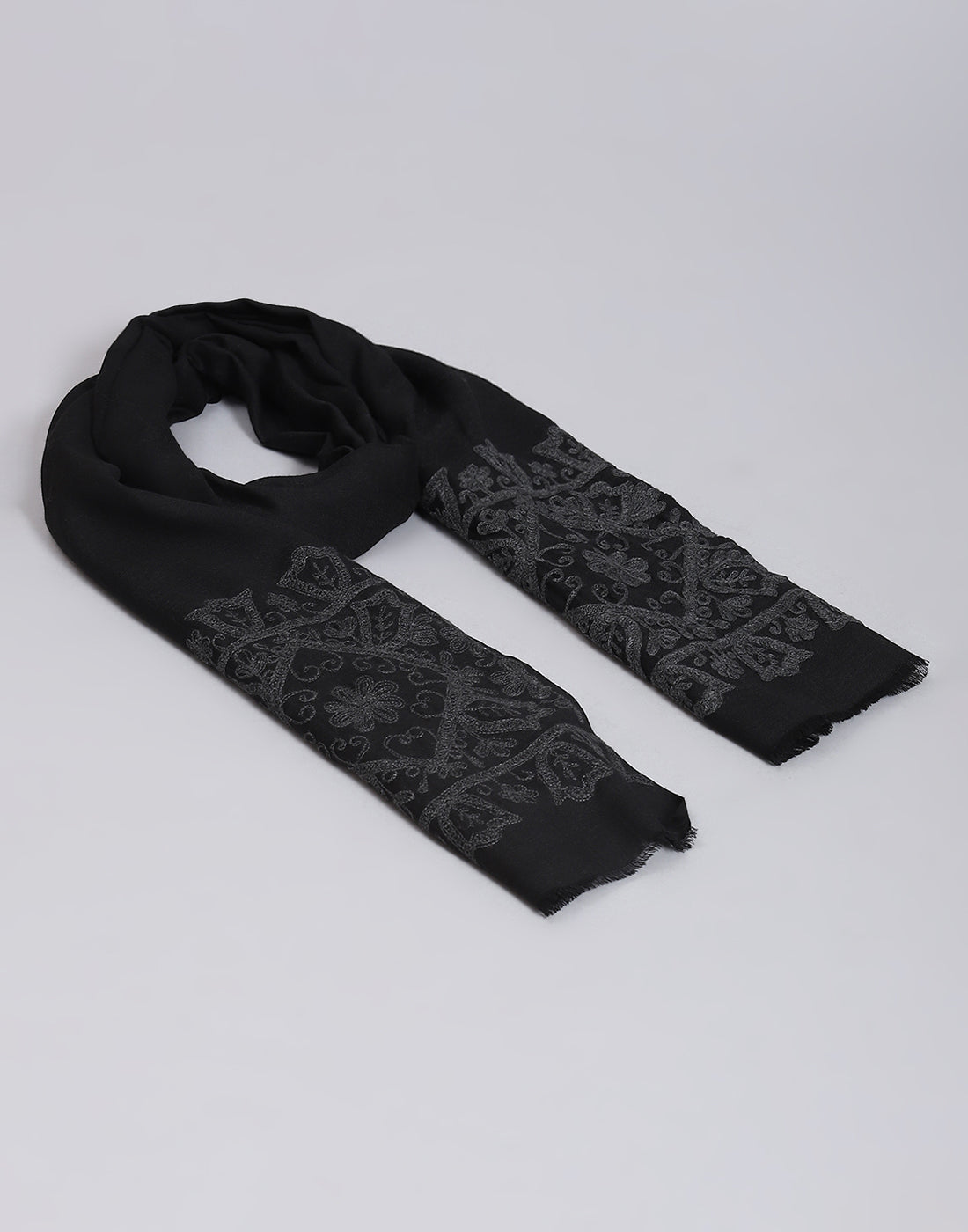 Women Black Self Design Stole