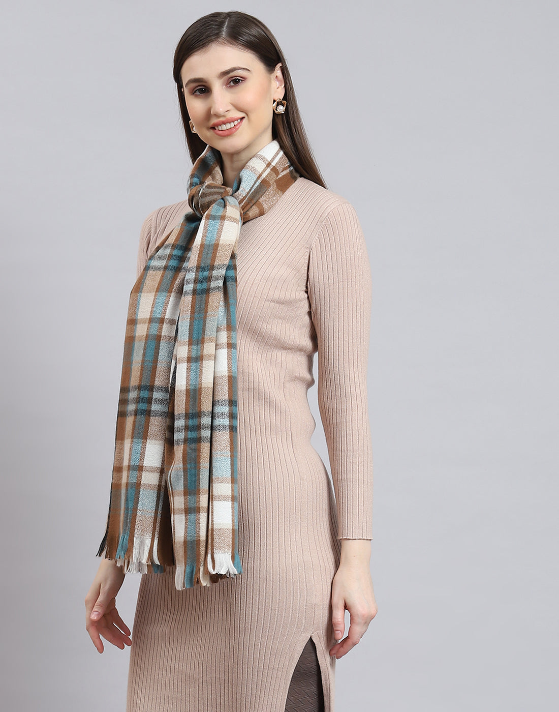 Women Brown Check Stole