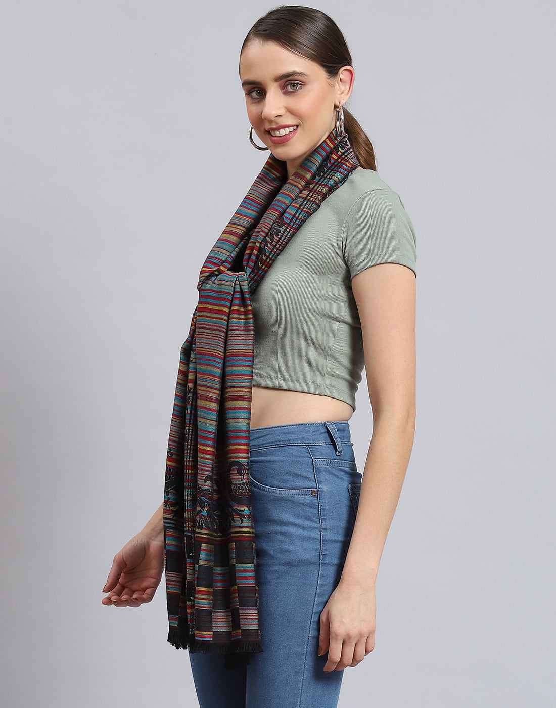 Women Multicolor Self Design Stole