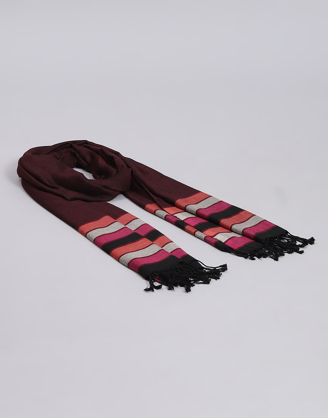 Women Maroon Self Design Stole