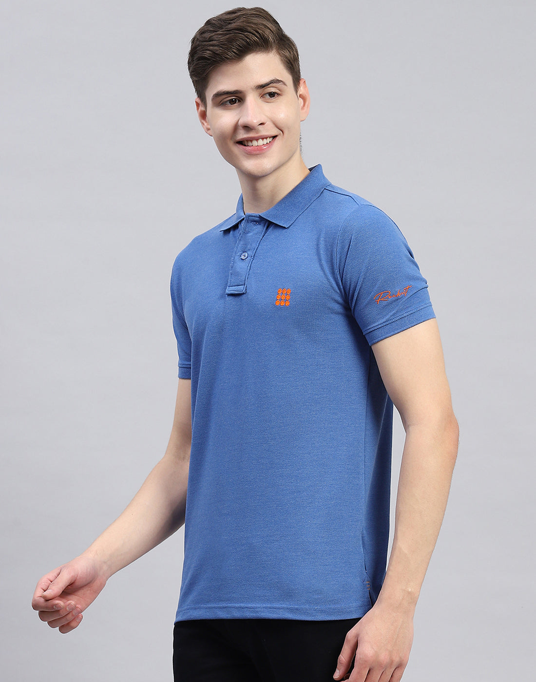 Rock.it Men Blue Solid Polo Collar Half Sleeve T-Shirt