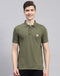 Rock.it Men Olive Solid Polo Collar Half Sleeve T-Shirt