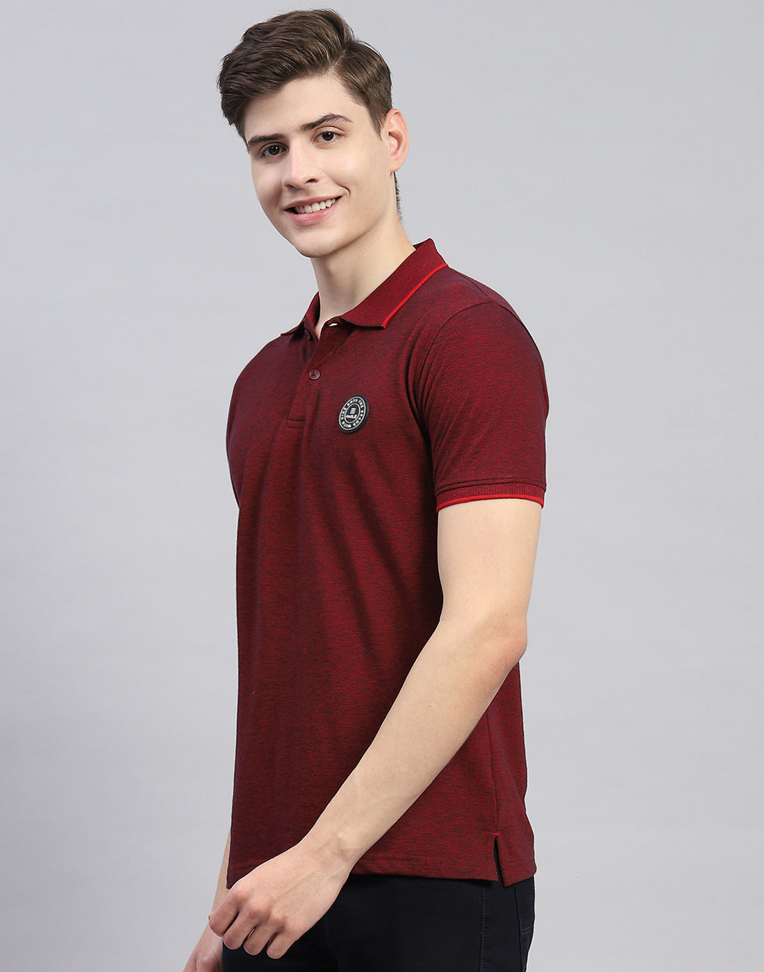 Rock.it Men Maroon Solid Polo Collar Half Sleeve T-Shirt