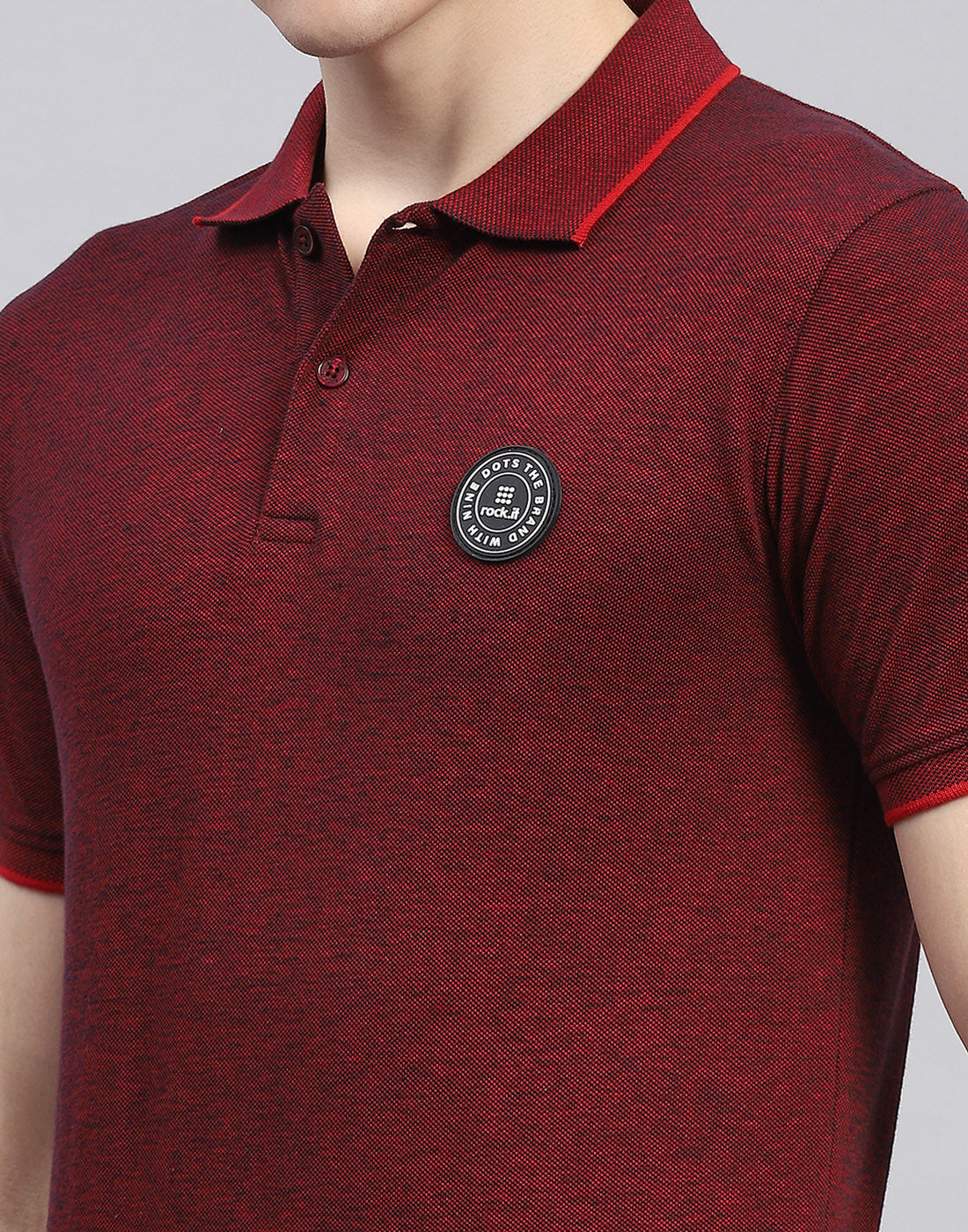 Rock.it Men Maroon Solid Polo Collar Half Sleeve T-Shirt