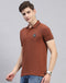 Rock.it Men Rust Solid Polo Collar Half Sleeve T-Shirt