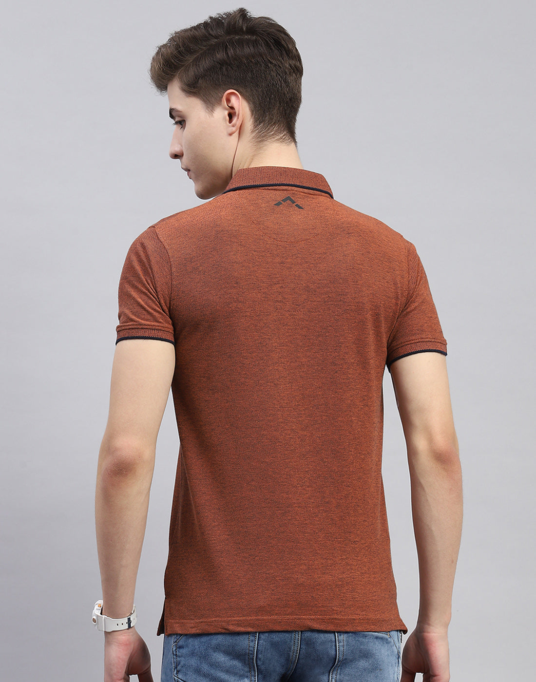Rock.it Men Rust Solid Polo Collar Half Sleeve T-Shirt