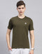 Rock.it Men Olive Solid Round Neck Half Sleeve T-Shirt