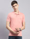Men Pink Solid Polo Collar Half Sleeve T-Shirt