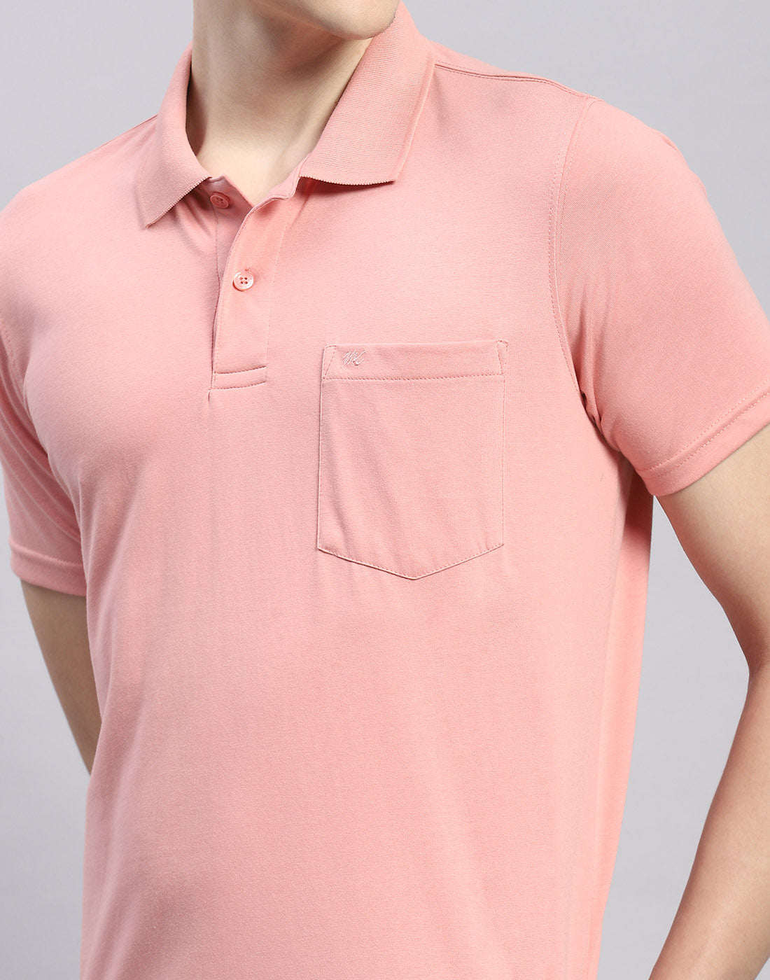 Men Pink Solid Polo Collar Half Sleeve T-Shirt