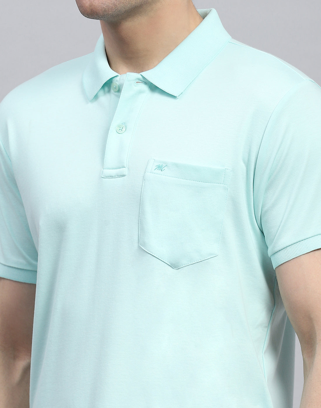 Men Blue Solid Polo Collar Half Sleeve T-Shirt