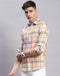 Men Orange Check Collar Full Sleeve Shirt