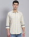 Men Beige Check Collar Full Sleeve Shirt