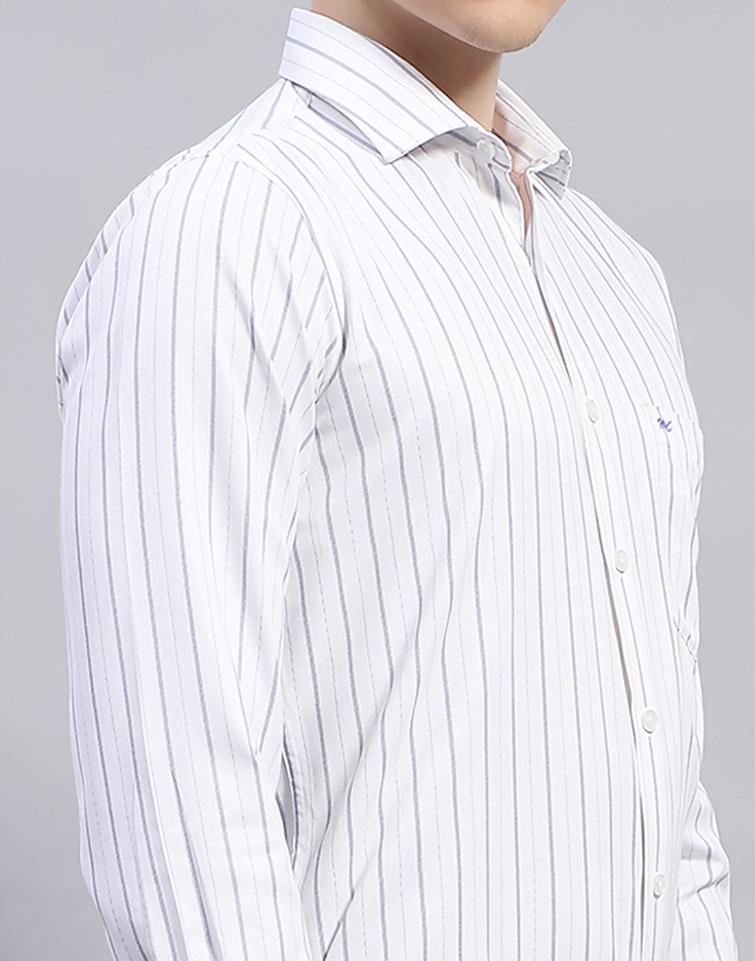 Men White Stripe Collar Full Sleeve Shirt