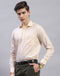 Men Peach Solid Collar Full Sleeve Shirt