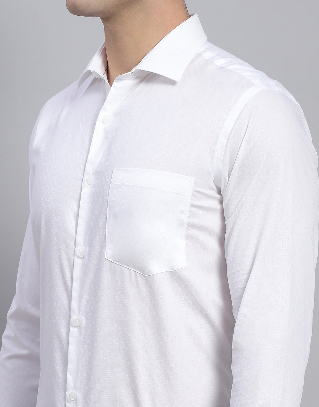 Men White Solid Collar Full Sleeve Shirt