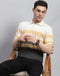Men Yellow Stripe Polo Collar Half Sleeve T-Shirt