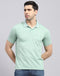 Men Green Printed Polo Collar Half Sleeve T-Shirt