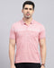 Men Pink Printed Polo Collar Half Sleeve T-Shirt