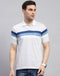 Men Off White Stripe Polo Collar Half Sleeve T-Shirt