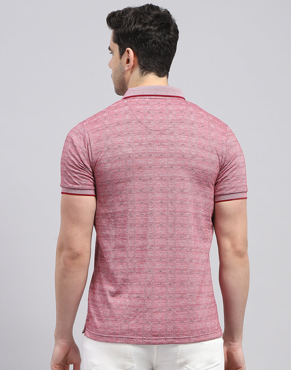 Men Maroon Printed Polo Collar Half Sleeve T-Shirt