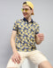 Men Navy Blue Printed Polo Collar Half Sleeve T-Shirt