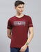 Men Maroon Printed Round Neck Half Sleeve T-Shirt