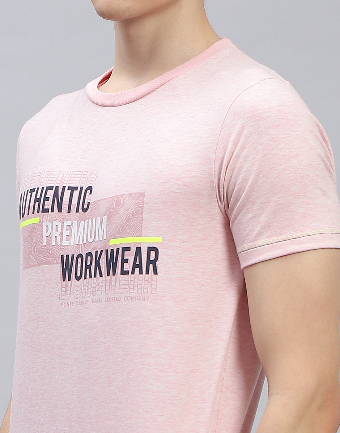 Men Pink Printed Round Neck Half Sleeve T-Shirt