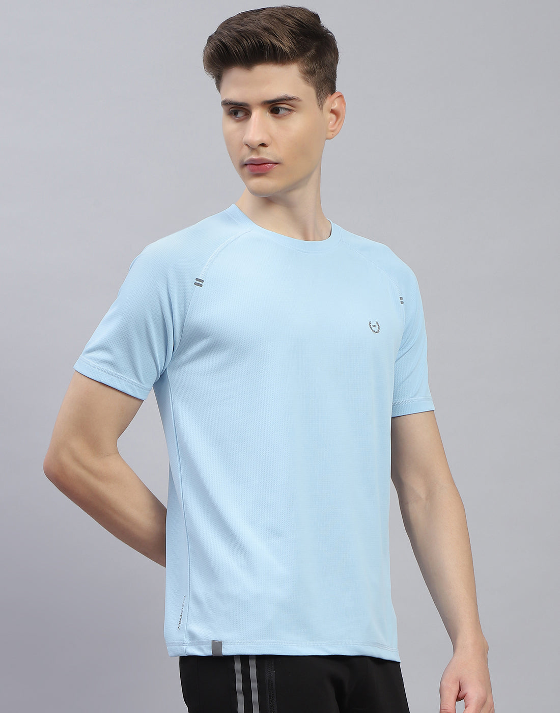 Men Blue Printed Round Neck Half Sleeve T-Shirt