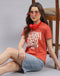 Women Rust Printed Round Neck Half Sleeve Top