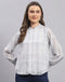 Women Grey Check Mandarin Collar Full Sleeve Top