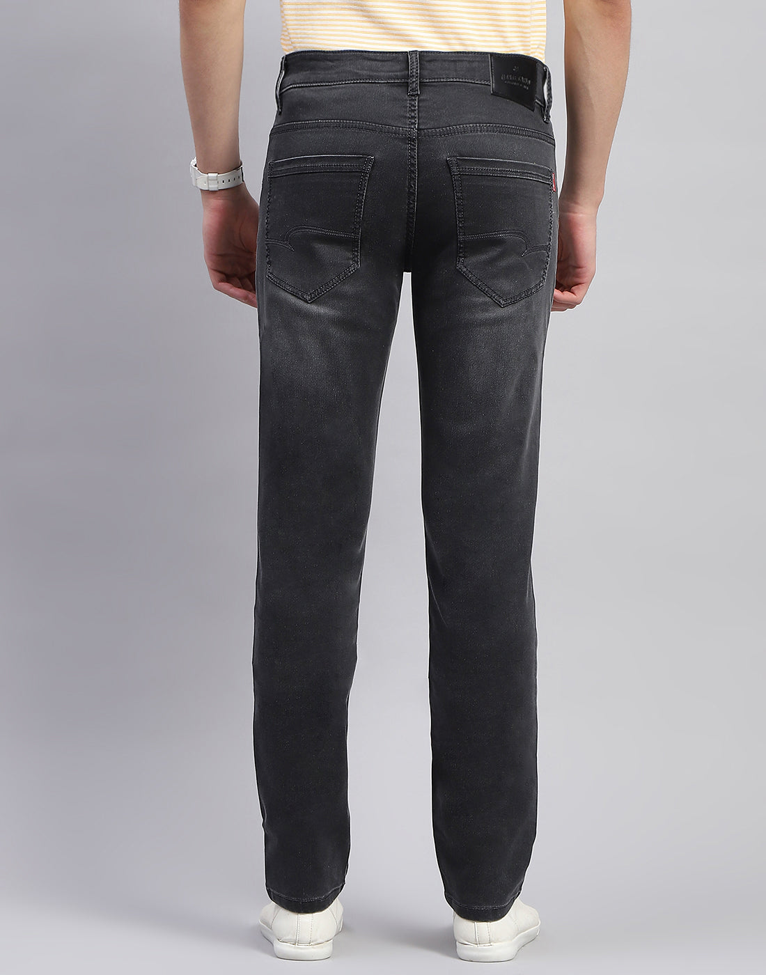 Men Grey Light Wash Narrow Fit Denim