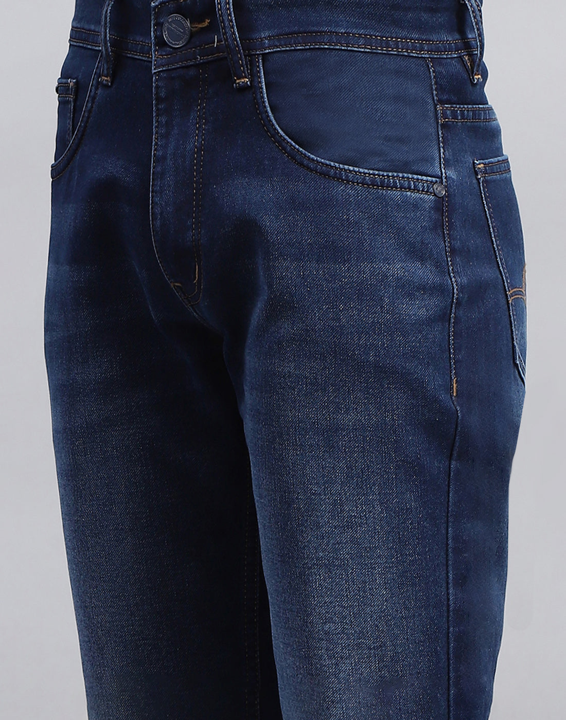 Men Blue Light Wash Straight Fit Denim