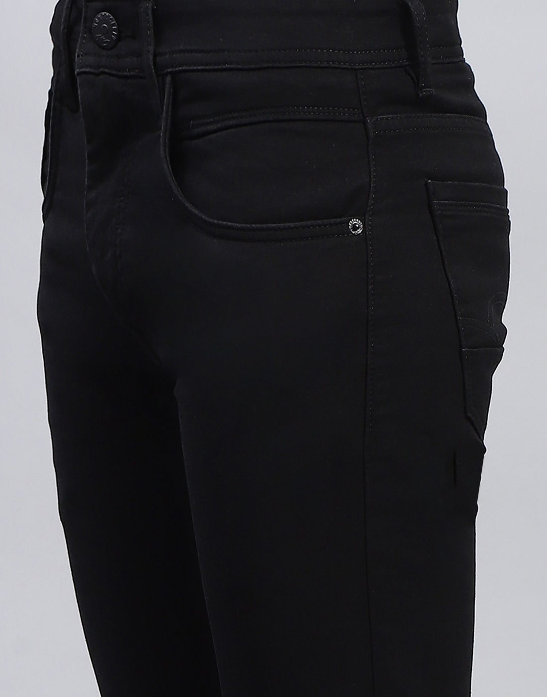 Men Black Light Wash Slim Fit Denim