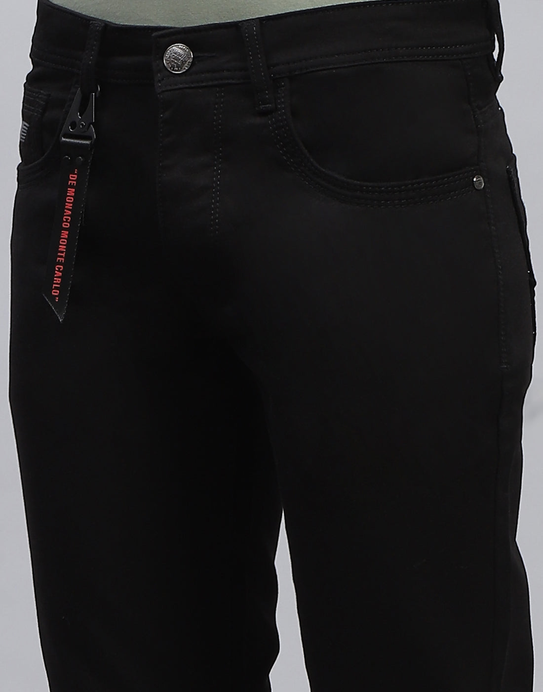 Men Black Light Wash Skinny Fit Denim